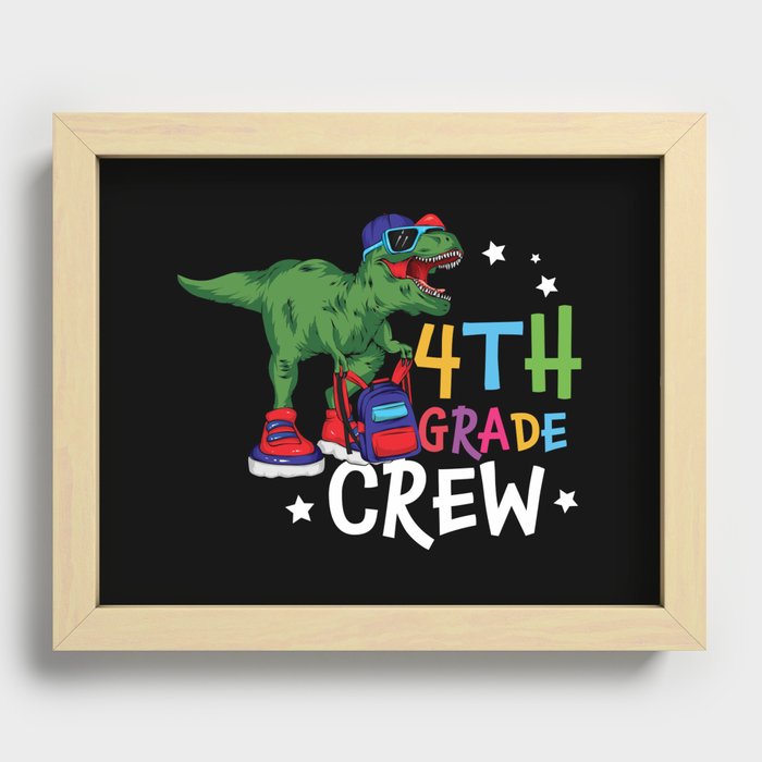 4th Grade Crew Student Dinosaur Recessed Framed Print