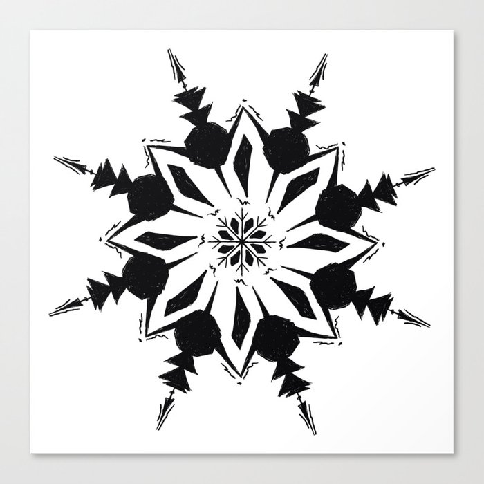 Anya Scratch Snowflake White Canvas Print