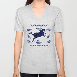Ancient Greek Fresco - Navy V Neck T Shirt