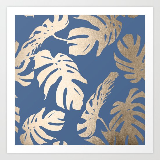 Simply Tropical Palm Leaves White Gold Sands on Aegean Blue Art Print