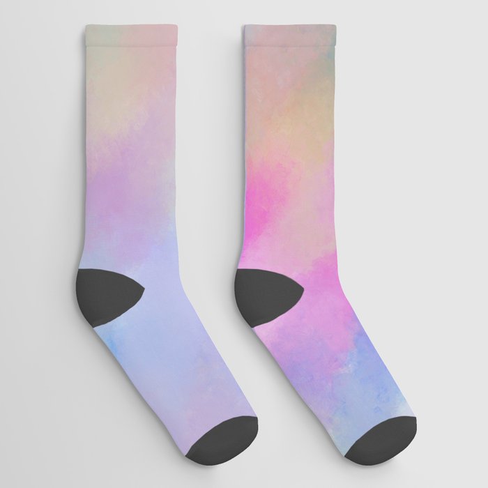 Modern abstract pink blue violet watercolor pattern Socks