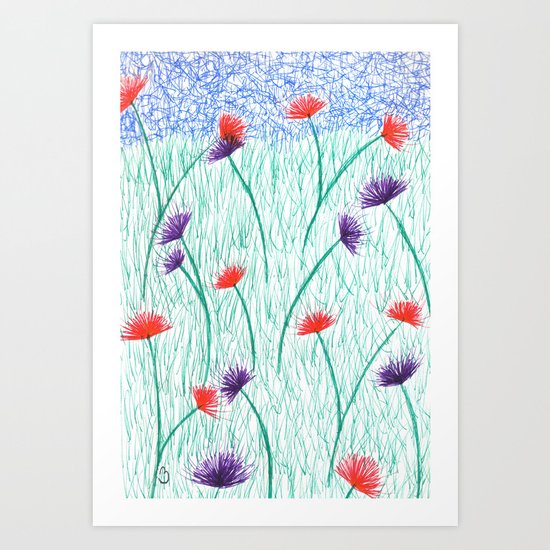 Puffy Flower Field Art Print