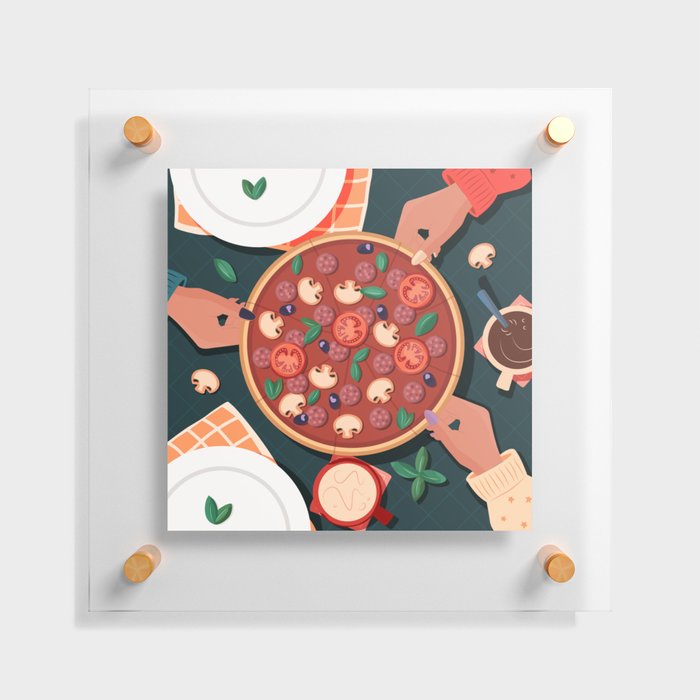 Sharing pizza Floating Acrylic Print