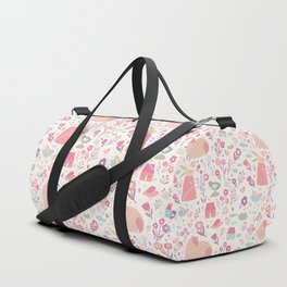 Abstract Girly Pink Coral Hand Painted Easter Rabbit Floral Duffle Bag