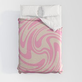 70s Retro Swirl Pink Color Abstract Duvet Cover