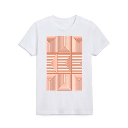 Mid Century Modern Lines and Shapes in Orange Kids T Shirt