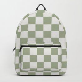 Checkerboard Check Checkered Pattern in Sage Green and Off White Backpack