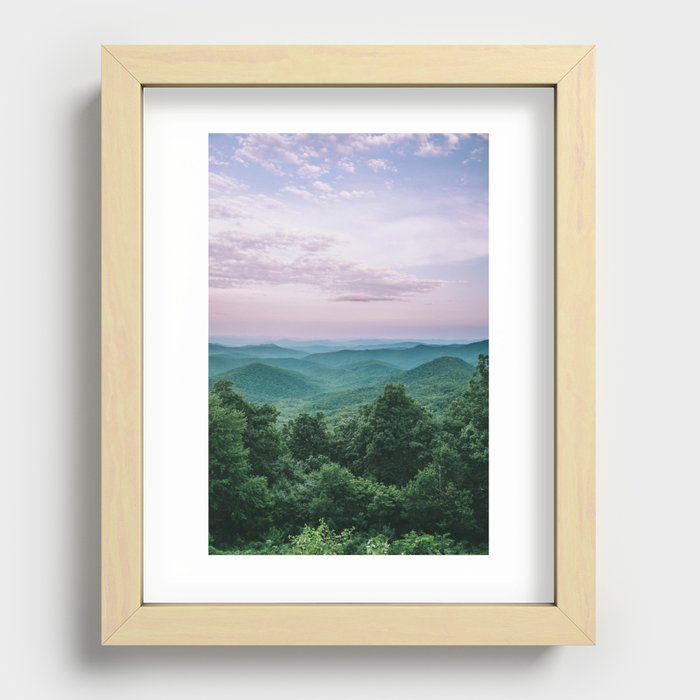 Pink Sunset over the Blue Ridge Mountains Recessed Framed Print