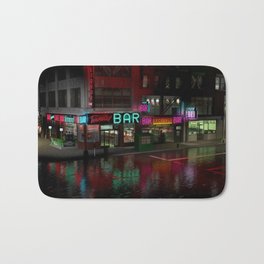 Terminal Bar Bath Mat | Urban, Neon, Digital, Bar, Painting, Newyorkcity 