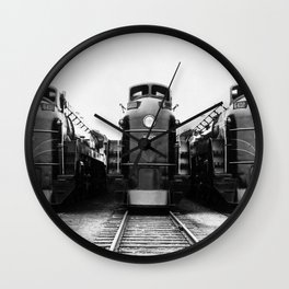 Three of a Kind Train Locomotives - Trois locomotives du même genre  Wall Clock