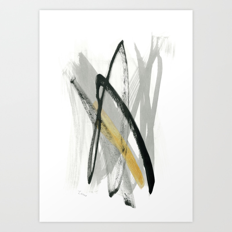 Live Your Color No 6 Black Grey White Gold Abstract Modern