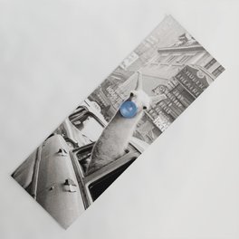 Yummy Blue Bubble Gum Llama taking a New York Taxi black and white photography Yoga Mat