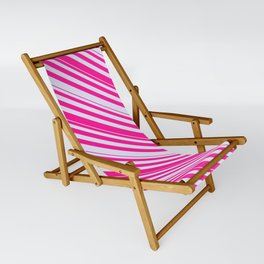 [ Thumbnail: Lavender & Deep Pink Colored Striped Pattern Sling Chair ]