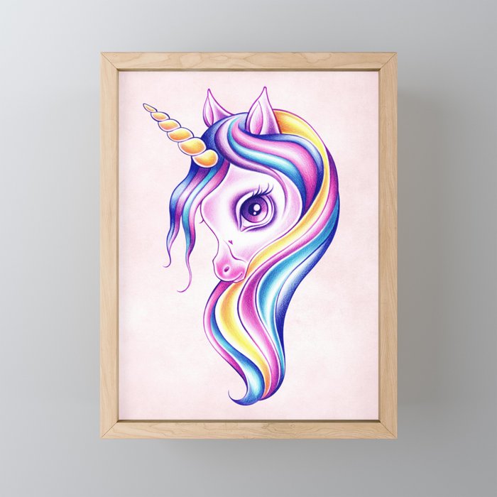 Candy Pop Unicorn Framed Mini Art Print By Sandygrafik Society6