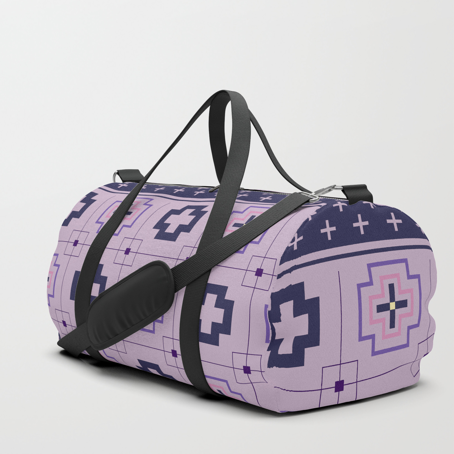 purple duffle bag