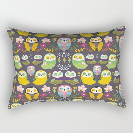 Owls and flowers Rectangular Pillow