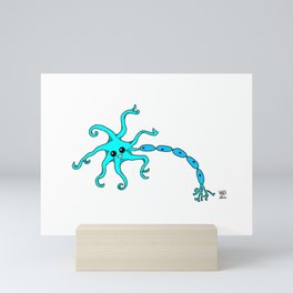 Cute neuron brain cell biology pop art illustration Mini Art Print