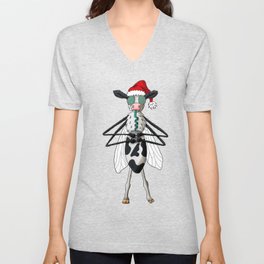 funny Cow-Mosquito V Neck T Shirt