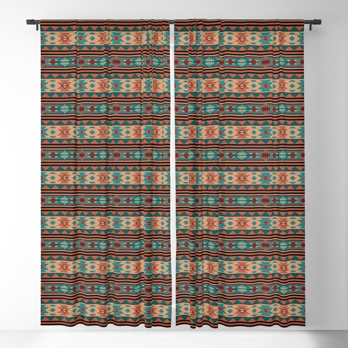 Southwest Design Turquoise Terracotta Blackout Curtain
