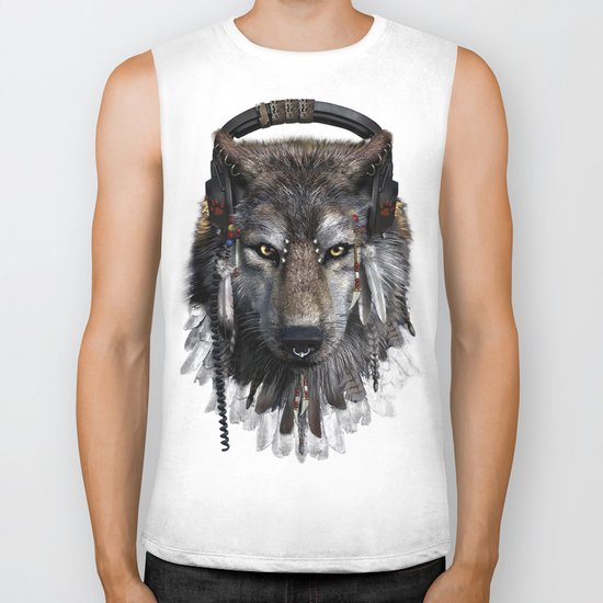 Wolf Pattern Biker Tank
