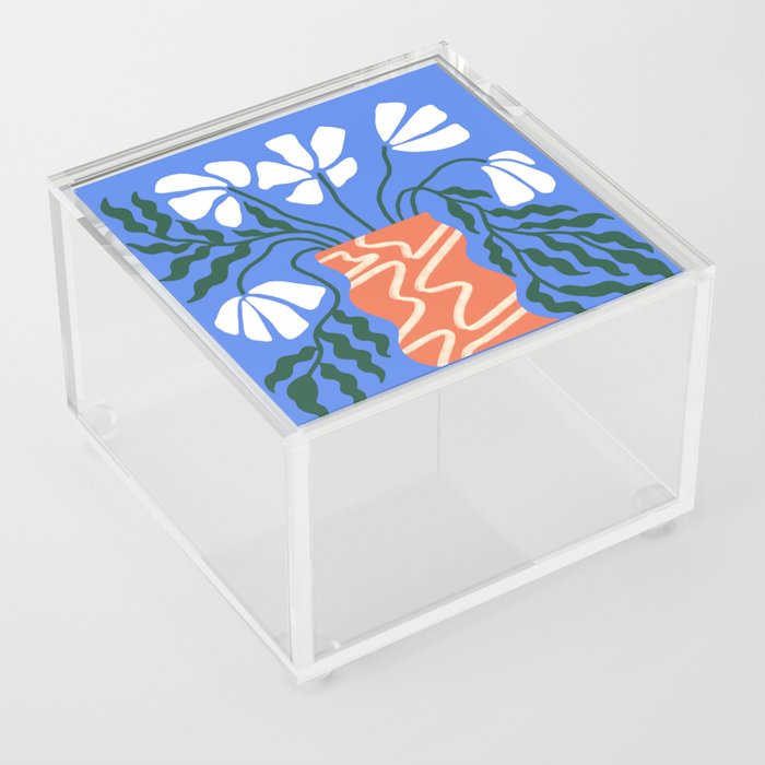 Red White and Blue Sad Droopy Flower Vase Acrylic Box