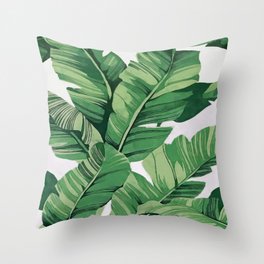 Tropical banana leaves VI Throw Pillow