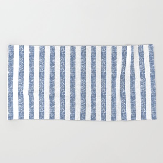 Maritime Beach Pattern- Blue and White Stripes- Vertical - Beach Towel