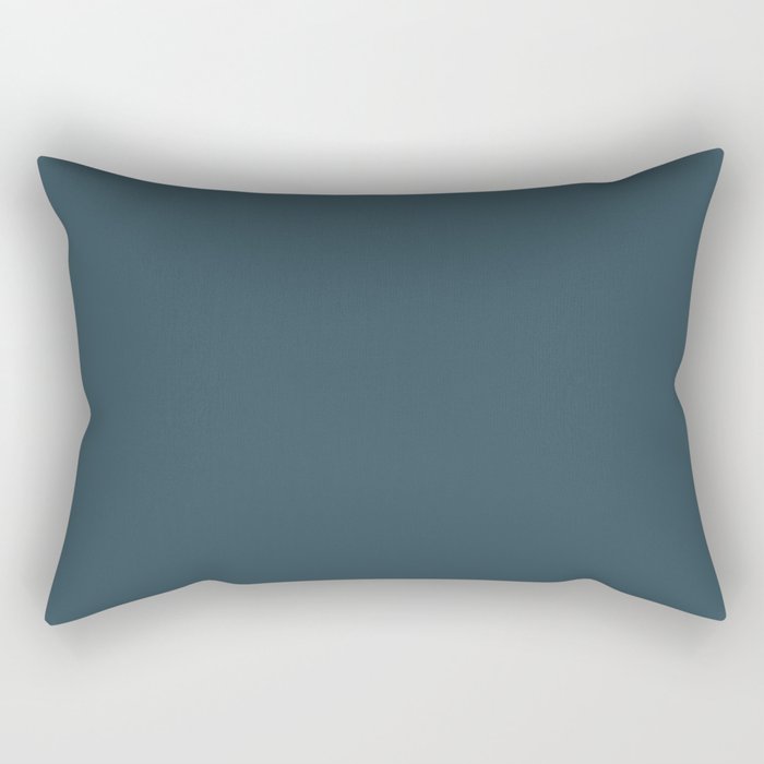 Dark Blue Grey Solid Color Pairs To Behr's 2021 Trending Color Nocturne Blue HDC-CL-28 Rectangular Pillow