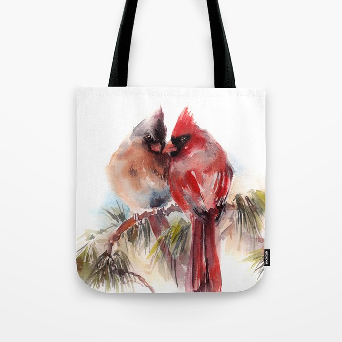 Cardinal Birds Couple Tote Bag