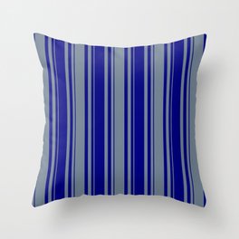 [ Thumbnail: Slate Gray and Blue Colored Lined Pattern Throw Pillow ]