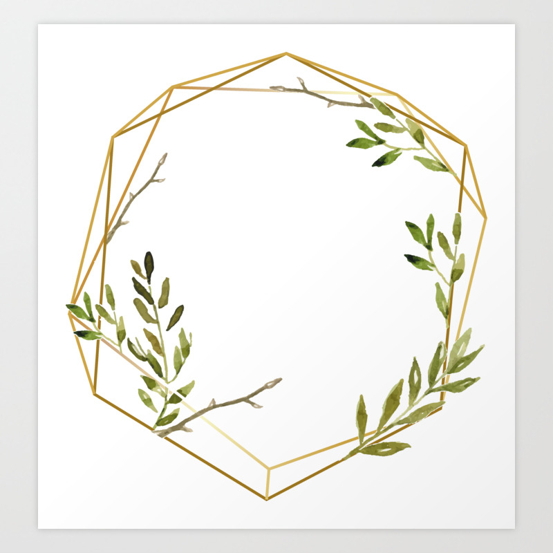 Geometrical Frame With Leaves Art Print By Kawawa Society6