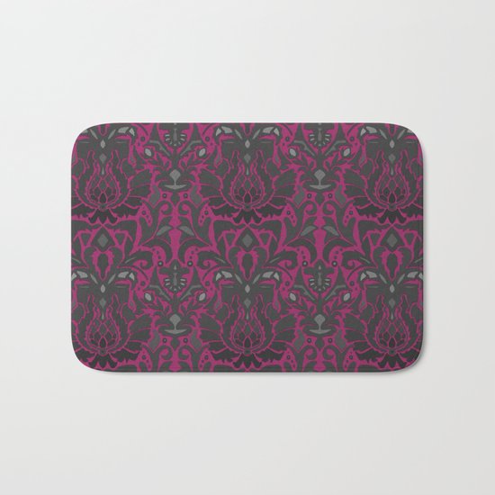 Aya damask fuchsia Bath Mat