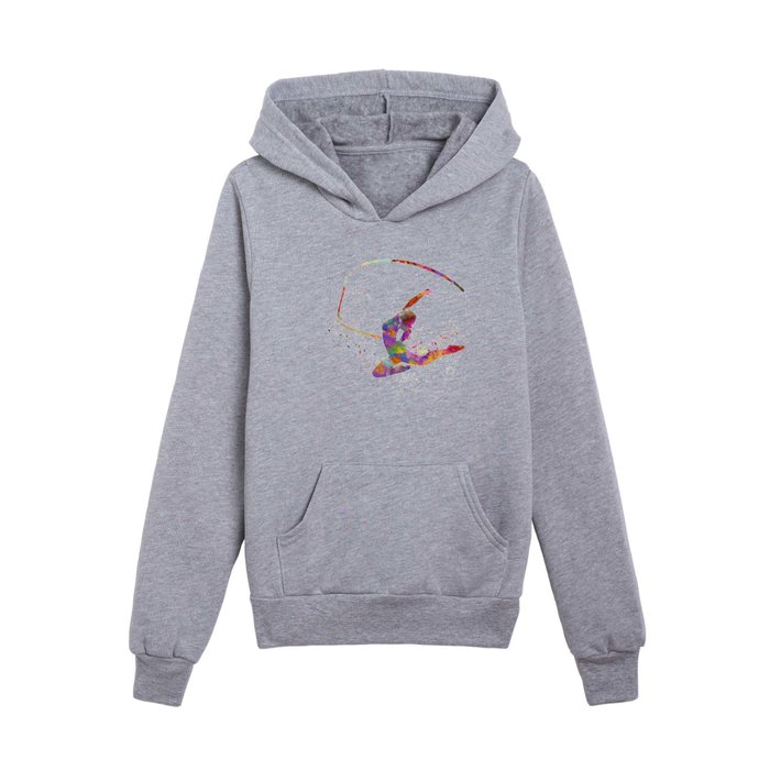 Watercolor rhythmic gymnastics Kids Pullover Hoodie