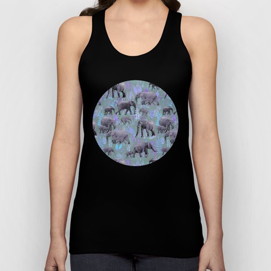 Sweet Elephants in Purple and Grey Unisex Tank Top