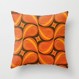 Mod retro Burnt Orange pattern Throw Pillow