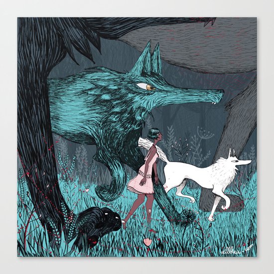 Woman Wolf wandering Canvas Print