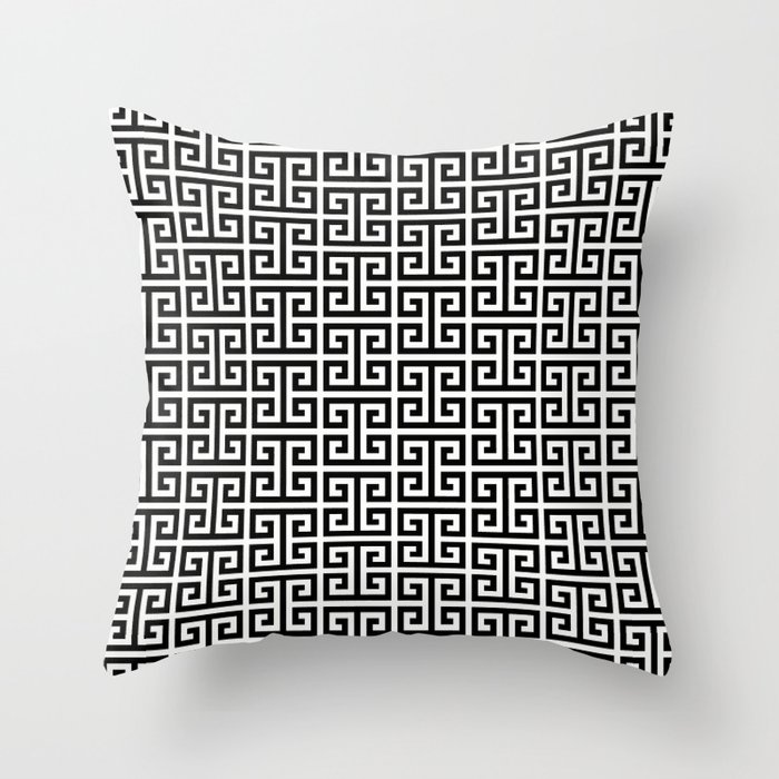 Black And White Greek Key Pattern Throw Pillow By Annaleeblysse