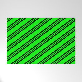 [ Thumbnail: Lime & Black Colored Lines Pattern Welcome Mat ]