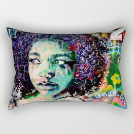 Urban Girl Mixed Media Street Art Woman Portrait Rectangular Pillow