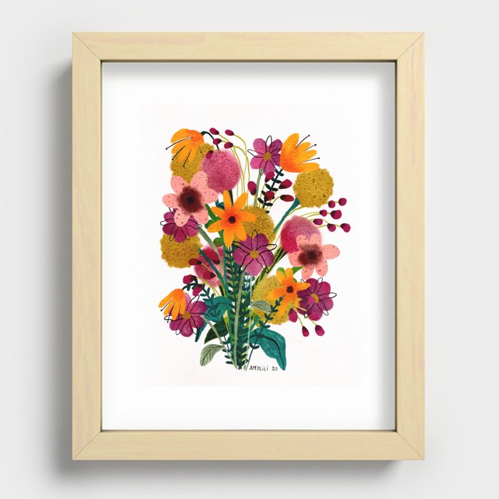 Orange and Purple Flower Bouquet Recessed Framed Print