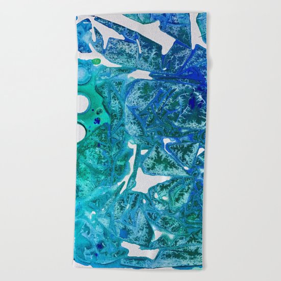 Sea Leaves, Environmental Love of the Ocean Blue Beach Towel