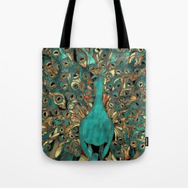 Aqua and Gold Peacock Tote Bag | Depressionglass, Graphicdesign, Exoticbird, Malepeacock, Peafowl, Goldglass, Tiffanyglass, Tealglass, Peacocks, Stainedglass 