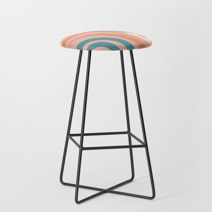 New Groove Colorful Retro Swirl Abstract Pattern Pink Orange Teal Bar Stool