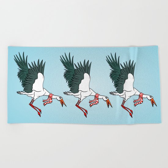 Crane Wearing A Scarf Beach Towel