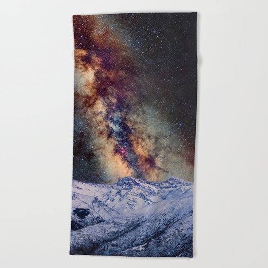 Sagitario, Scorpio and the star Antares over the hight mountains Beach Towel