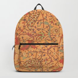Flowery Vines V // 16th Century Contemporary Red Blue Yellow Colorful Ornate Accent Rug Pattern Backpack