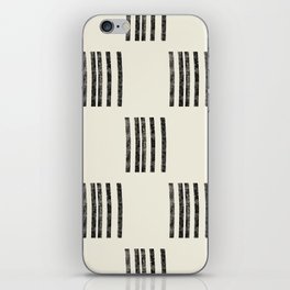 Neutral Black and White Stripe Mudcloth iPhone Skin