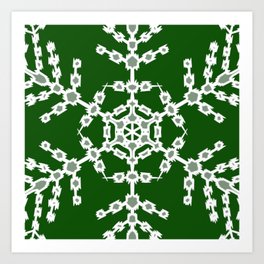 White snowflake on green Art Print