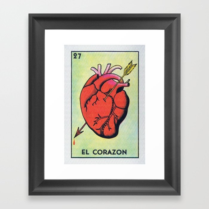 Vintage El Corazon Tarot Card Heart Love Artwork, Design For Prints, Posters, Bags, Tshirts, Men, Wo Framed Art Print