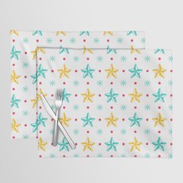 Christmas Pattern Yellow Blue Star Snowflake Placemat